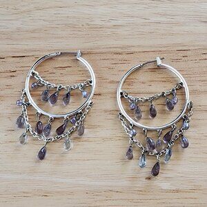Etsy Vintage Silver Tone/Purple Chandelier Earrings